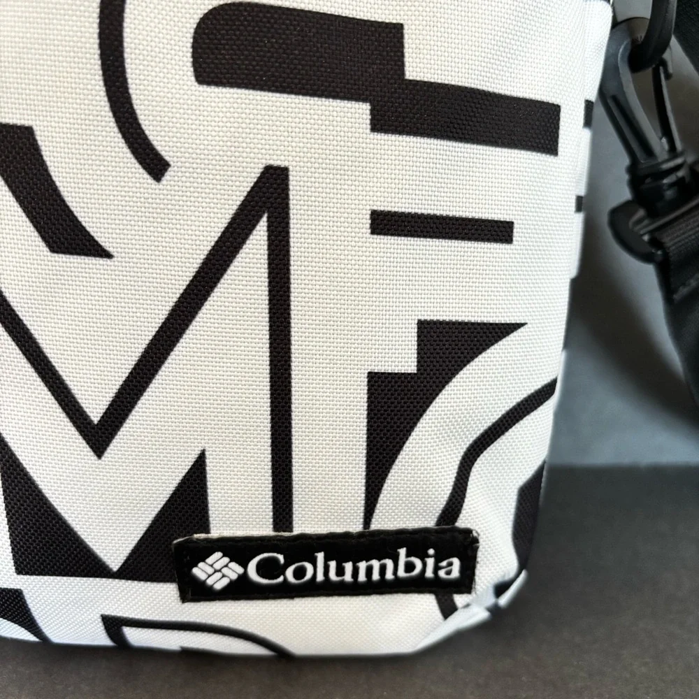 EUC Columbia Urban Uplift Side Black White w/ Lime Green Interior Crossbody Bag
